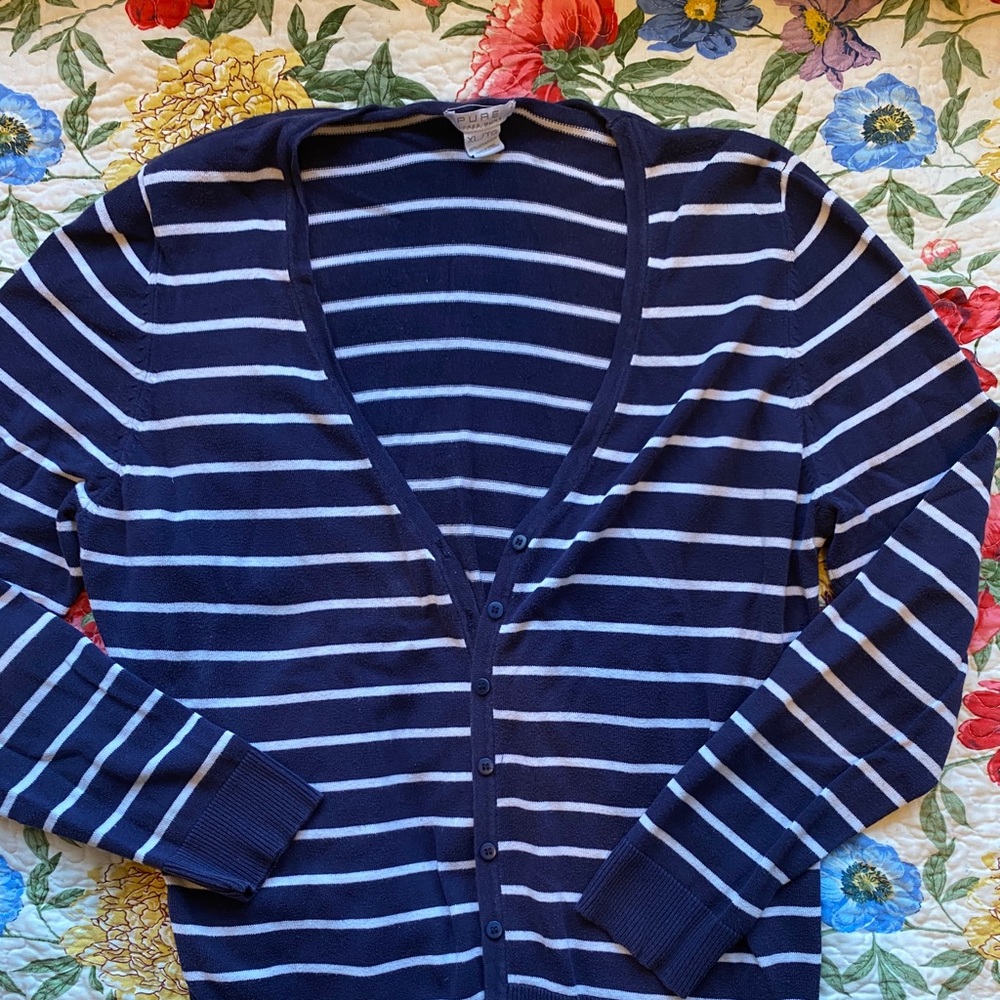 Striped White/Navy Sweater